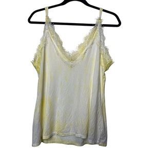 POL Yellow Lace Trim Cami Tank - Size Small